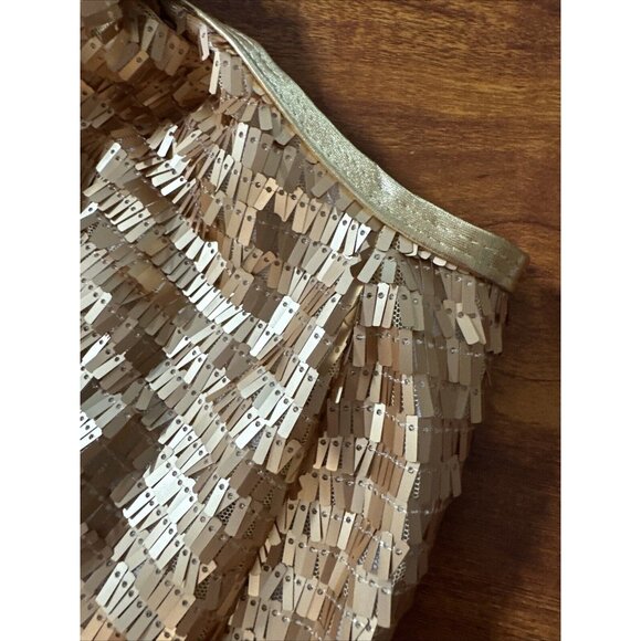 Women Sequin Mini Dress Cut Out Large Gold/Yellow V-Neck Long Sleeve Zipper Back - Picture 11 of 14